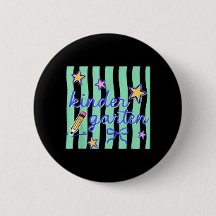 Kindergarten Teacher Preppy Ed Back To School Girl 6 Cm Round Badge