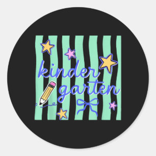 Kindergarten Teacher Preppy Ed Back To School Girl Classic Round Sticker