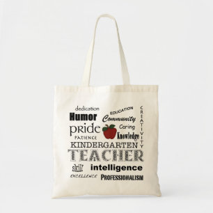 Kindergarten Teacher Pride-Attributes+Red Apple Tote Bag