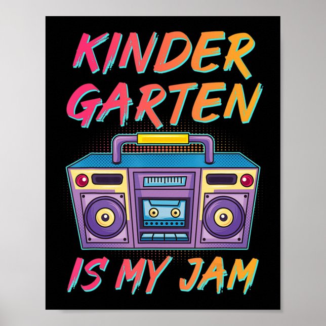 Kindergarten Teacher Retro 80's 90's Back To Schoo Poster (Front)