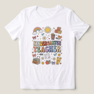 Kindergarten Teacher Retro Rainbow Groovy T-Shirt Tri-Blend Shirt