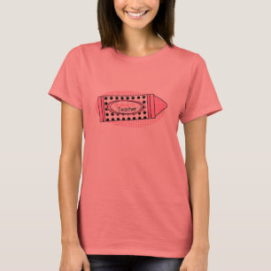 Kindergarten Teacher Shirt- Pink Polka Dot Crayon T-Shirt