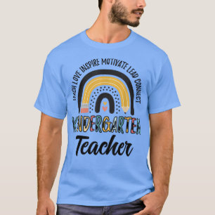 Kindergarten Teacher Teach Love Inspire Boho Rainb T-Shirt