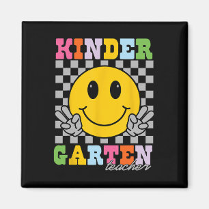 Kindergarten Teacher Team Hippie Smile Face Back T Magnet