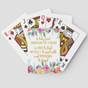 Kindergarten teacher thank you appreciation gift playing cards