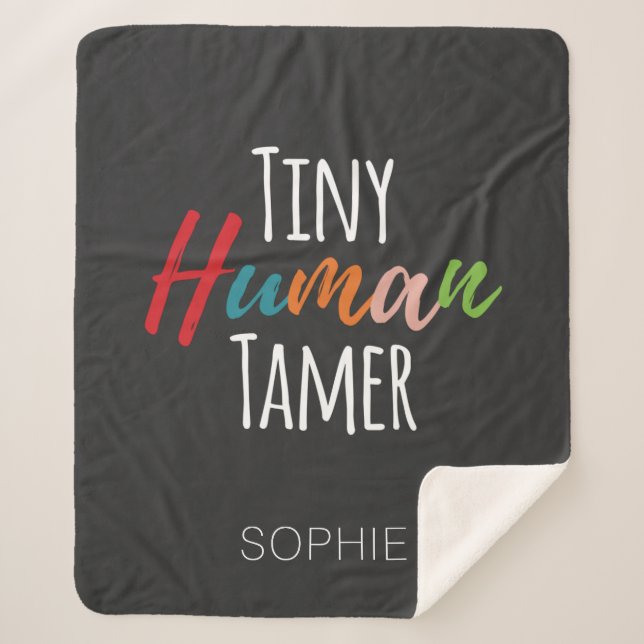 Kindergarten Teacher Tiny Human Tamer Personalised Sherpa Blanket (Front)