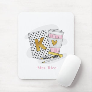 Kindergarten Teacher White Notebook Coffee Custom Mouse Mat