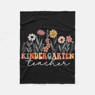 Kindergarten Teacher Wildflower Back To School Fleece Blanket