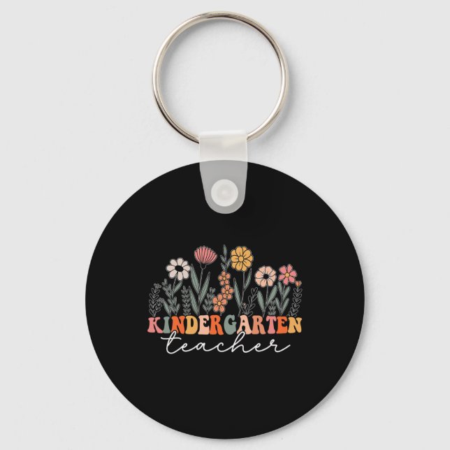 Kindergarten Teacher Wildflower Back To School  Key Ring (Front)