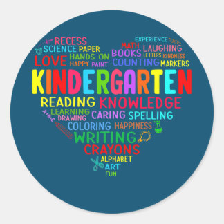 Kindergarten Team Heart Back to school Teacher Classic Round Sticker