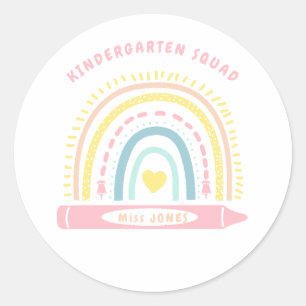 Kindergarten Team Squad Teacher Back To School Classic Round Sticker