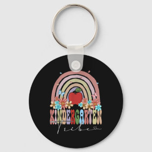 Kindergarten Tribe Back To School Rainbow Groovy F Key Ring
