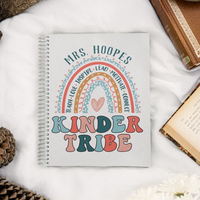 Kindergarten Tribe Boho Rainbow Heart Personalised Notebook (Creator Uploaded)