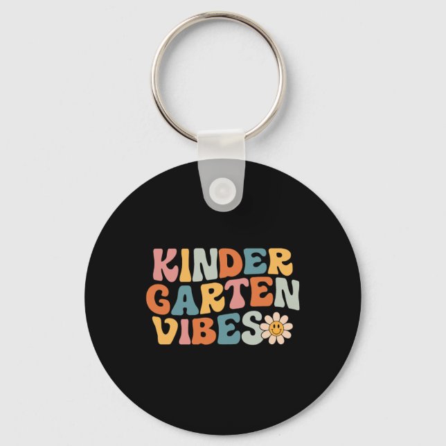 Kindergarten Vibes - Kinder Crew Retro First Day o Key Ring (Front)