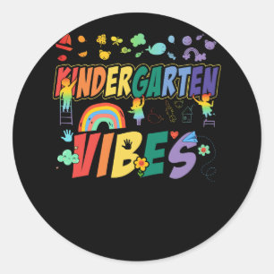 Kindergarten Vibes Kinder Crew Retro First Day of  Classic Round Sticker