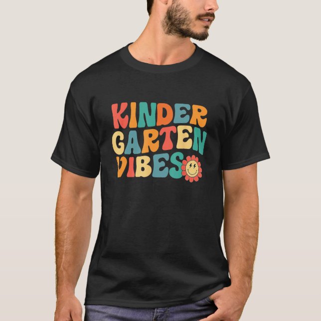 Kindergarten Vibes Kinder Crew Retro First Day Of  T-Shirt (Front)