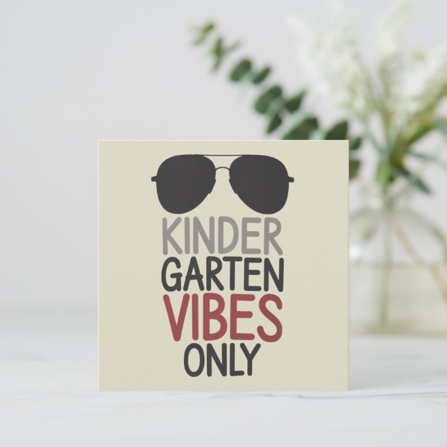 Kindergarten Vibes Only Back to School  Thank You Card (Standing Front)