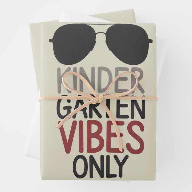 Kindergarten Vibes Only Back to School  Wrapping Paper Sheet (In situ)