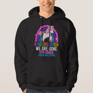 Kindergarten We Are Done 5th Grade Unicorn Graduat Hoodie