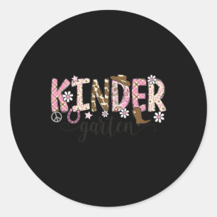 Kindergarten Western Cowgirl Teacher Back To Schoo Classic Round Sticker