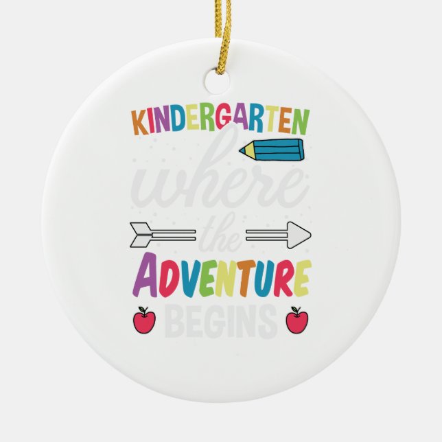 Kindergarten Where The Adventure Begins Ceramic Tree Decoration (Front)