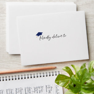 "Kindly deliver to" Script Graduation Envelope