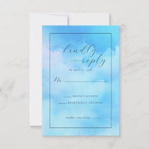 Kindly Reply Blue Cloudy Sky RSVP Card