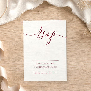Kindly Reply Burgundy Simple RSVP Card