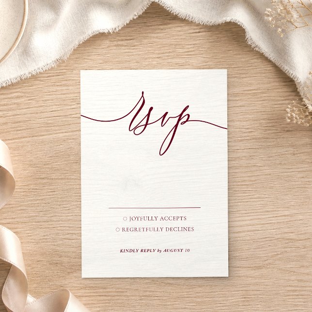 Kindly Reply Burgundy Simple RSVP Card (Creator Uploaded)