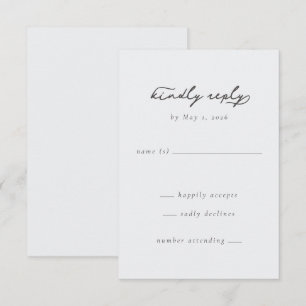 Kindly Reply Elegant Black Minimalist RSVP Card