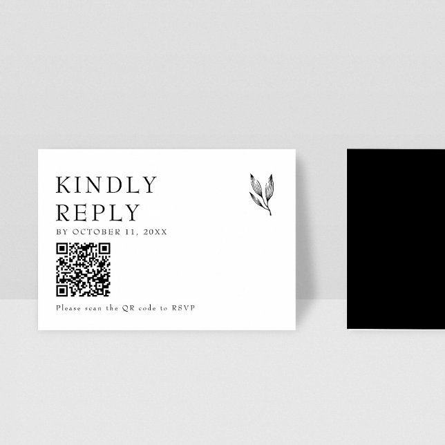 Kindly Reply Elegant Minimalist Wedding QR Code RSVP Card (Creator Uploaded)