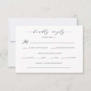 Kindly Reply Enclosure Card Wedding Meal Option