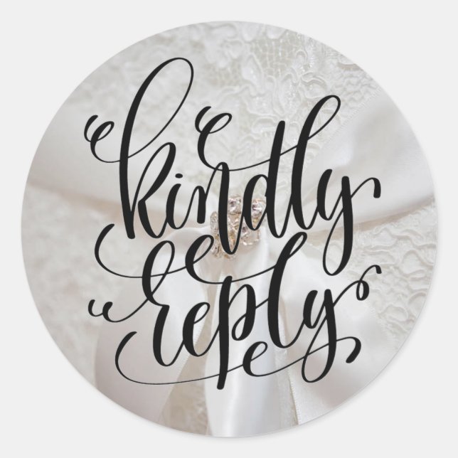 Kindly Reply Lacey Wedding Classic Round Sticker (Front)