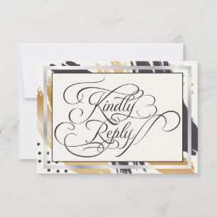 Kindly Reply Modern Paint Strokes and Typography RSVP Card