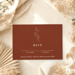 Kindly Reply Terracotta Floral Simple Elegant Invitation