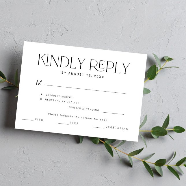 Kindly reply typography meal choice wedding RSVP card (Creator Uploaded)