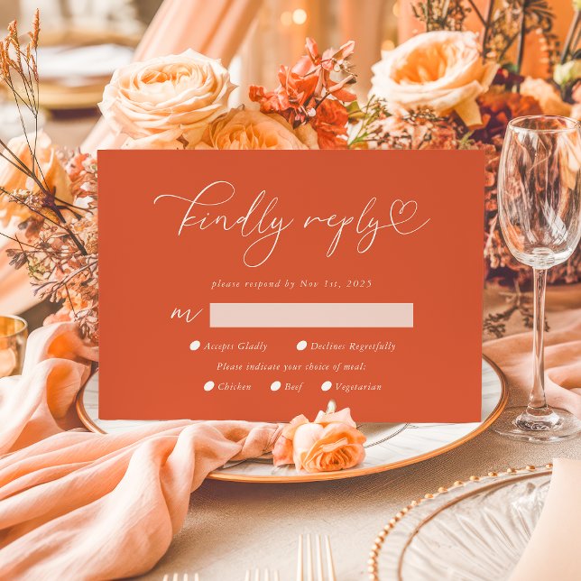 Kindly Reply Verona Sunset Calligraphy QR Code RSVP Card (Creator Uploaded)