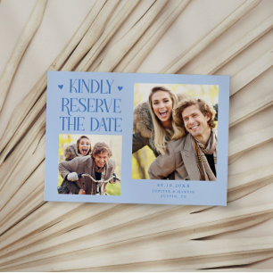 Kindly Reserve 2-Photo Icy Blue Wedding Save The Date