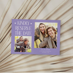 Kindly Reserve 2-Photo Lilac Wedding Save The Date