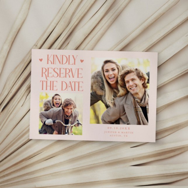 Kindly Reserve 2-Photo Peach Wedding Save The Date (Creator Uploaded)
