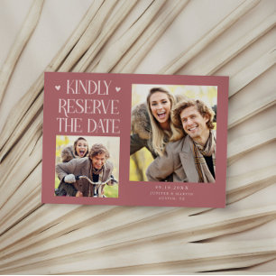 Kindly Reserve 2-Photo Pink Wedding Save The Date