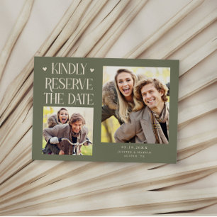 Kindly Reserve 2-Photo Sage Green Wedding Save The Date