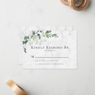 Kindly Respond Eucalyptus Marble RSVP Card