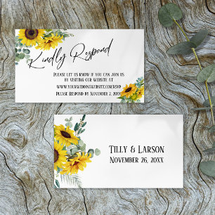 Kindly Respond Handwriting Sunflower & Eucalyptus Enclosure Card