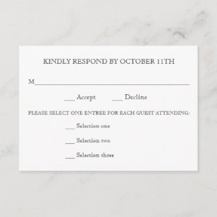 KINDLY RESPOND WEDDING RSVP 3 MENU CHOICES REPLY