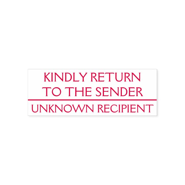 "KINDLY RETURN TO THE SENDER" Rubber Stamp (Design)
