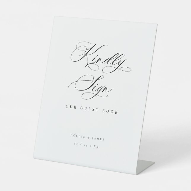 Kindly Sign Guest Book Wedding Acrylic Pedestal (Front)
