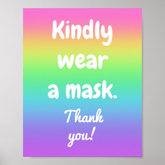 Kindly Wear a Mask Rainbow Colors Poster (Front)