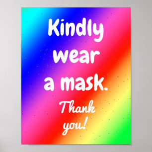 Kindly Wear a Mask Rainbow Colours Poster