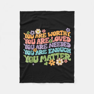kindness be kind groovy mental health awareness fleece blanket